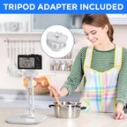 AboveTEK Tablet Stand Holder, Stylish Aluminum iPad Stands, Foldable 360° Swivel iPad iPhone Table Stand Holder fits 4-11" Tablets/Smartphones for Kitchen Bedside Office POS Showroom Reception (White) - color: White, size: 4"-11"