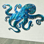 LiveInUrban Coastal Wall Art Octopus Metal Wall Sculptures, Ocean Beach Themed Metal Hanging Home Decoration 15.7"x11.1" - color: octopus