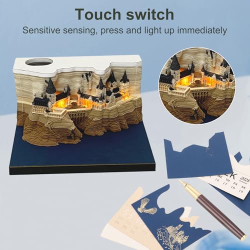 3D Calendar 2026 3D Memo Pad Hand Torn Construction Paper Sculpture Artwork,Exquisite Creative Non-Stick Sticky Note DIY Post Notes, Cards for Office Home Gifts Ornaments