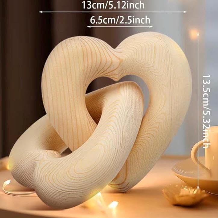 Mother’s Day Father’s Day Gift with Custom Names, Personalized Infinity Heart Sculpture, Interlocking Hearts Decoration Wooden Love Knot Heart Couple Gifts Keepsake Wedding Anniversary Present