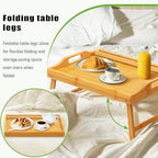 Bed Tray Table Breakfast Trays Serving Tray Bamboo Bed Laptap Floding Legs with Handles and Phone Holders - style: 1 pack