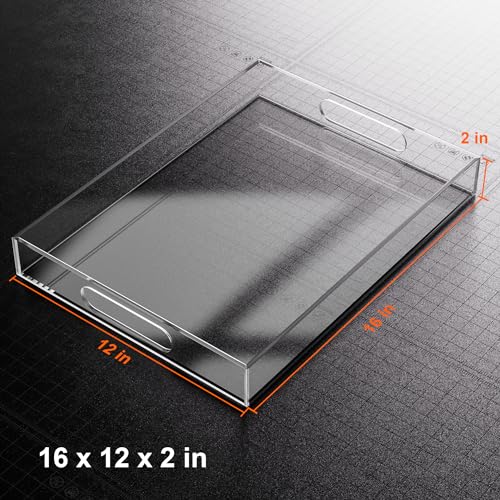 Serving Tray 12x16 Inch Decorative Clear Acrylic Serving Platter for Appetizers, Breakfast, Snacks – Perfect for Parties, Events, and Home Use, 1 Pack - size: 16x12 inch