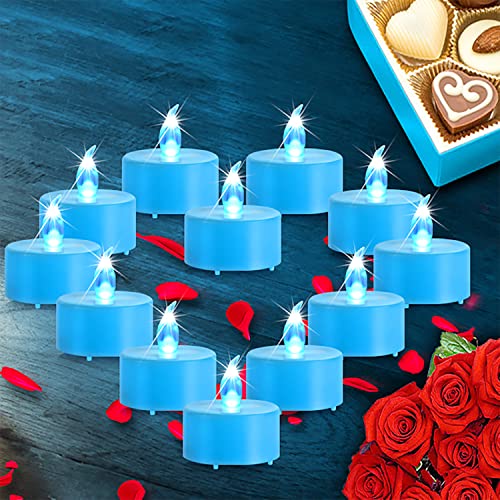 LED Tea Lights Candles- 24PACK Blue Flameless Candles Realistic and Bright Flickering Long Lasting 200Hours for Holiday Celebration,Party, Home Decoration,Battery Operated - color: Blue, size: 24pack