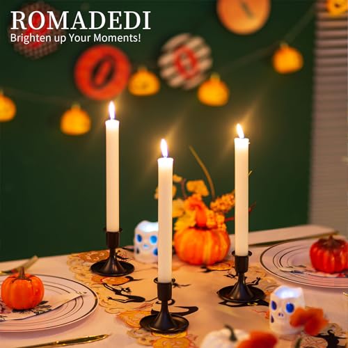 Black Candlestick Candle Holders for Taper : Romadedi Candle Stick Holder Vintage Table Centerpiece Halloween Decoration Wedding Christmas Fireplace Mantel Home Deocr Set of 2 - color: Black, size: 2 pcs