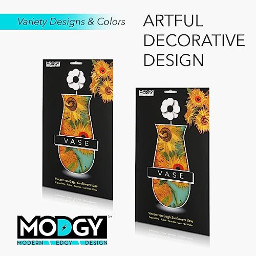 MODGY Expandable Flower Vase, Plastic Decorative Modern Foldable Printed Vases for Centerpieces for Wedding, Dining Table, Home Decor, Living Room, Bathroom, Sunflowers, Vincent Van Gogh, 2 Pack - style: 2 Pack