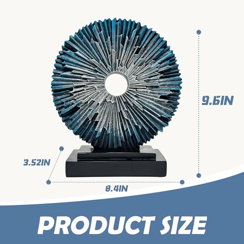 Abstract Statue for Home Decor,Office Desk Sculpture for Men,Creative Round Line Ornament for Bookshelf,Modern Decorative Sculpture,Bedroom,Livngroom,Table(Blue) - color: Blue, size: Round Statue