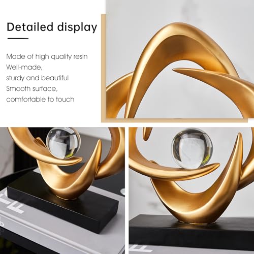 Abstract Art Sculpture, Resin Gold Decorative Statue, Modern White Ornaments for Living Room, Decorativas Modernas for Coffee Table/Entryway/Office Collectibles (Gold) - color: Gold