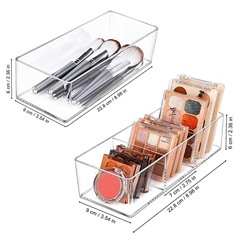 JessLab Acrylic Organizer, 2PK Cube Sections Makeup Organizer for Drawer, Makeup Organizer for Vanity, Countertop, Bathroom, Kitchen and Cabinet Storage(1+3 Compartment) - style: 1+3 Compartment