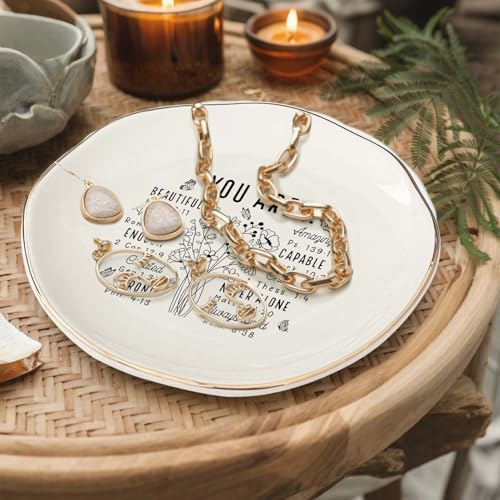 God Says You Are Beautiful Ring Dish – Christian Ceramic Jewelry Tray for Women, Inspirational Bible Verse Trinket Holder Gift for Her, Religious Baptism Gift - color: You Are Beautiful