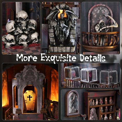 MiniCity Magic Booknook Building Set with LED Light, Mini Bookend Building Kit for Bookshelf & Home Decor, DIY Miniature Book Nook Building Model for Kids Adults Teens (Haunting Relics) - style: Haunting Relics