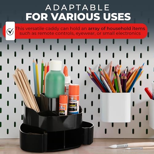 Masirs 360° Rotating Makeup Organizer for Vanity – Small Acrylic Cosmetic Storage Caddy with 5 Compartments, Mini Lazy Susan Turntable for Bathroom Counter, Skincare, Perfume, Brushes, Black - color: Square Black