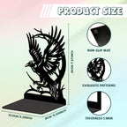 Peacoblue Metal Bookends for Shelves, Modern Decorative Heavy Duty Study Book Ends Stoppers for Office, Desk, Shelf, Room 5.3"x4.3"x7.9" Cast Iron Simple Tall Bookends 1 Pair (Moon and Crow) - style: Moon and Crow