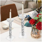 Wocred Candle Holders Set of 2.Stunning Shabbat Candle Holders.8.6" Tall Crystal Candlestick Holders for Dinning Room,Mantelpiece. - size: 8.6 Inch Crystal Silver