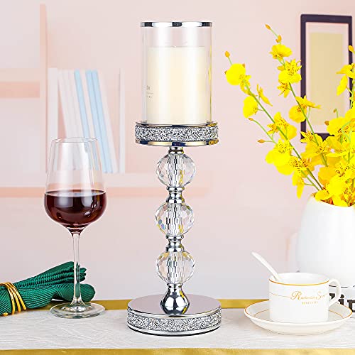 Pillar Candle Holders, Candle Holder for Pillar Candle, Candlesticks Holder for Coffee Dining Table,Wedding, Home Ceterpieces, Home Decor CH00XL - size: 3 crystal balls