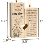 New Mom Gifts – Wooden Candle Holder with Poem – Gift for New Mom After Birth, Postpartum Gifts, Pregnancy Gifts for Expecting Mom, Push Presents, First Time Mom Gift - size: NEW MOM