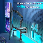 WALI Dual Monitor Mount for Ultrawide Heavy Duty Curved Monitor Stacking, Dual Monitor Arms Fits 13-49 Inch for Ultrawide Screens up to 44lbs, 49 inch Monitor Arm, Black - size: 13"-49", style: Dual Arms