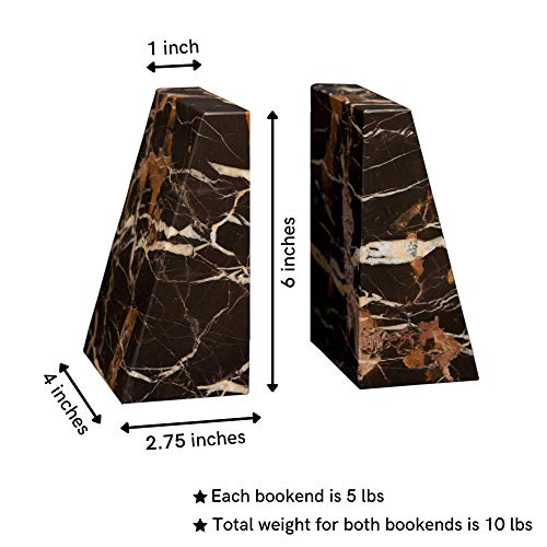 Modern Wedge Marble Bookends (Black and Gold) - color: Black and Gold