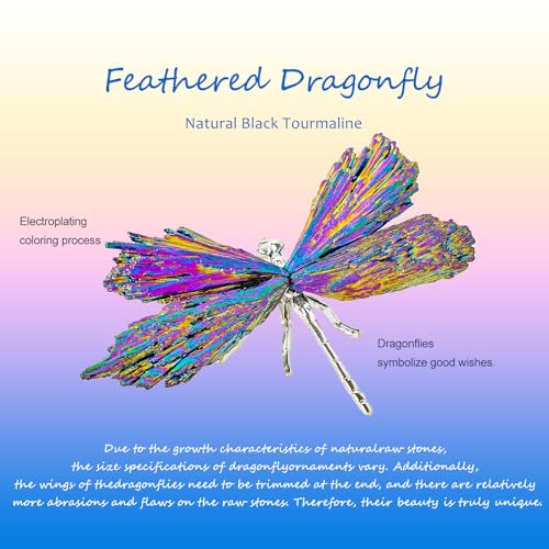 Dragonfly Decor Tourmaline Crystal Statue Natural Electroplated Blue Collection Natural Home Decor Healing Blue Crystals Gift for Women (Silver Colorful Dragonfly-S, Small Size) - color: Colorful Dragonfly-s, size: Small Size