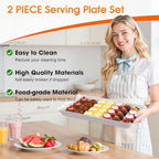 4-Pack Serving Tray, Serving Platter for Parties, Entertaining, Camping & Food Display, Reusable & Stackable Plastic Trays in Kitchen, Rectangular Food Platters for Cookie, Appetizer(White)