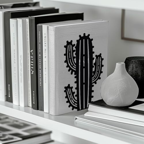 Peacoblue Metal Bookends for Shelves, Modern Decorative Heavy Duty Study Book Support Stoppers for Office, Desk, Shelf, Room 5.3"x4.3"x7.9" Cast Iron Simple Tall Bookends, 1 Pair (Cactus) - style: Cactus