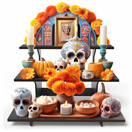 DS The Display Store Straight Black Wooden Tiered Stand, Portable Products Shelf, Jewelry and Card Rack, Risers, Altar Shelf, Stand for Vendor Events - color: Black