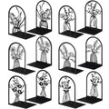 Feifeiya 6 Pairs Decorative Book Ends Metal Bookends for Shelves Black Metal Heavy Duty Book Ends Holder Supports Stoppers for Home Office School, 6.9x4.9x3.5”(Vase) - style: Vase