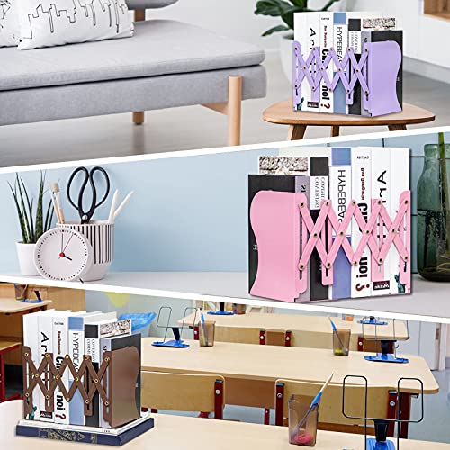 Aobopar Metal Bookends - Heavy Duty Book Holders for Shelves, Office, Home & School Use (Purple) - color: Purple
