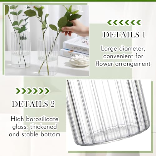 6 Pcs 6 Inch Tall Glass Ribbed Cylinder Vases Clear Floating Candle Flower Vase in Bulk, Hurricane Candle Holder for Wedding Housewarming Gift Table Centerpieces - color: Clear, size: 6 Inch
