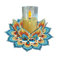 DIY Diamond Art Painting Candlestick Holders 5.71in Mandala Flower Shape Desk Candle Tray Tabletop Ornaments for Wedding Ramadan Party Home Table Centerpiece-Mandala11 - color: Mandala11
