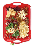 KAQAHIDO Large Melamine Serving Trays for Eating, 17.5’’ x 12’’ Serve Platter for Appetizer, Charcuterie, Food, Snack, Cupcakes, Dessert, BPA-Free, Dishwasher Safe Tray, Set of 2, Red - color: Red