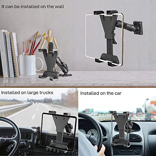 OHLPRO Heavy Duty Drill Base Tablet Holder for Trucks & Boats – Permanent Dashboard Mount for 7-11’’ iPad mini/Air/Pro – Anti-Shake Vibration-Free Navigation Mount for Wall, Desk, Commercial Vehicles - size: 1-Stage Arm