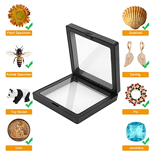 Linkstyle 10PCS 3D Floating Frame Display Stand, Challenge Coins Display Holder Case, Jewelry Specimen Medallions Storage Box Suspension Frame - size: 3.5×3.5in, 2.7×2.7in