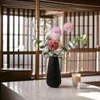 Luxury Tall 12 Inches Black Ceramic Vase, Modern Ribbed Fluted Design, Flower Vase for Home Decor, Cute Vase for Pampas Grass, Living Room, Dining Table, Farmhouse, Office, Bedroom, Kitchen Shelf - size: 12 Inches Extra Large