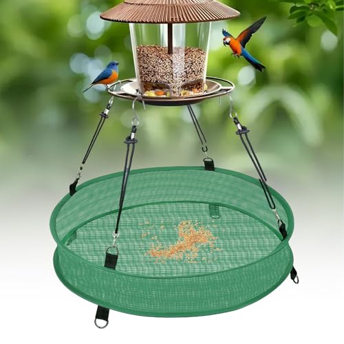 2Pcs Bird Seed Catcher Tray for Hanging Bird Feeder Platform, 4" Deep Birdseed Hoop for Hummingbird Feeders Bee Feeder Outdoor Garden Accessories (Green, 24inch) - size: 24inch