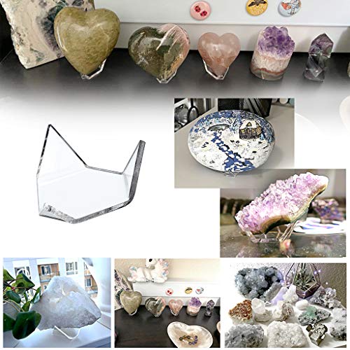 Hipiwe 5 Packs Acrylic Triangle Display Holder - Display Easel Stands for Geodes Rock Mineral Agate Fossil Coral, Clear Plastic Display Stands for Small Collectibles, Medium - size: Medium