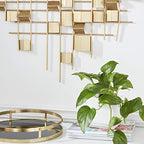 CosmoLiving by Cosmopolitan Metal Geometric Home Wall Decor 3D Folded Stripes Wall Sculpture, Wall Art 32" x 2" x 32", Gold - size: 32"L x 32"W
