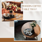 13.5 x 9.5'' Decorative Tray for Coffee Tables Wooden Oval Trays Home Decor Handmade Coffee Table Tray for Living Room Kitchen Accent Table Counter Modern Decorative Trays(Black)