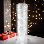 WGVI Hurricane Candle Holder Sleeve, W: 4", Ht: 16", Silver Speckled Glass Cylinder Open Both Ends, Chimney Tube Shade, 1 Piece - size: 4x16"H