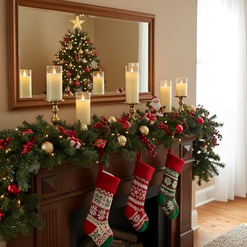 Homemory Ivory White Flickering Flameless Candles, Battery Operated Acrylic LED Pillar Candles with Remote Control and Timer, Set of 5 - color: Ivory