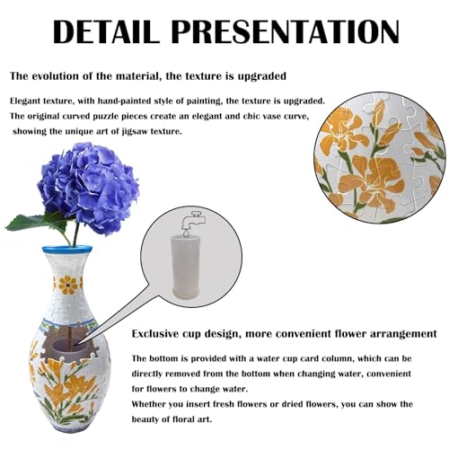 3D Puzzle Vase Unique Flower Vase for Adults Made by 160 Curved Plastic Puzzle, Relax Puzzles for Adults, DIY Jigsaw Creative Gift for Parents & Housewarming - color: Summer