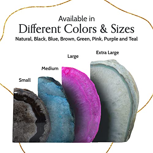 Nature's Decorations Agate Bookends - A Quality Green Geode with Non-Skid Rubber Bumpers for Shelves, Office, Home Decor, Heavy Duty Cute Stone (6-8 LB) - color: Green, size: A Grade 6 - 8 Lbs