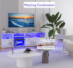 jiteentarou 79IN LED TV Stand for 75/80/85inch TV,High Glossy Modern TV Stand for Living Room,TV Entertainment Center with Adjustable Storage Shelf,RGB LED Lighting,TV Console(White) - color: White
