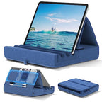 KDD Tablet Pillow Holder, Foldable iPad Stand for Lap, Bed and Desk -Tablet Soft Pad Dock with Pocket & Stylus Mount Compatible with iPad Pro 12.9, 10.5, 9.7 Air Mini 6 5 4 3, Galaxy Tab,E-Reader - color: Blue