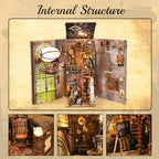 TOYQI Book Nook Kit, Book Nook Kits for Adults, DIY Miniature Dollhouse Kit 3D Wooden Puzzle Booknook Bookend with LED Light - style: UNCLE PETER'S WAREHOUSE