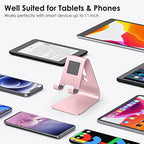 OMOTON Upgraded Aluminum Cell Phone Stand for Desk, C1 Durable Cellphone Dock with Protective Pads, Smart Stand Designed for iPhone17, 16/15/14/13 Pro Max Air, iPad mini, Android Phones,Rose Gold - color: Rose Gold
