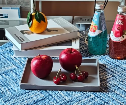 Gray Small Serving Tray (9.5 x 7 inch), Countertop Organizer for Bathtub Bathroom Vanity Items, Serving Accessory, Coffee, Drinks, Tea, Party, Spa, Perfume and Display Use. - color: Gray-1 Tray, size: 9.5" x 7" x 0.8"