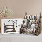 TOPNEW 4 Tier Wooden Bracelet Holder, Scrunchie Bangle Watch Necklace Display Storage Jewelry Holder Stand Display Organizer, Brown - color: 4 Tier Brown