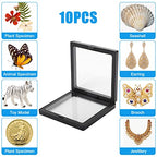 Linkstyle 10PCS Challenge Coins Display Stand Holder, 3D Floating Frame Transparent PE Floating Display Case, Jewelry Storage Box Suspension Frame for Medal, Medallion, Stamps - size: 4.3x4.3in, 5.5x5.5in
