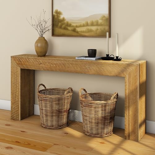 Plank+Beam 66 Inch Camden Console Table - Solid Pine Wood, Easy Assembly for Living Room or Entryway, Rustic Honey - color: Rustic Honey, size: 66 Inch