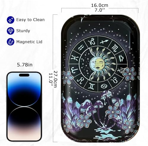 Metal Tray Purple Large Cute Decorative Tray for Home Decor, Coffee Table, Tea, Snacks, Gifts - 11" x 7" (B Purple) - color: B Purple
